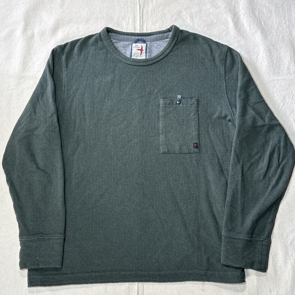 Relwen Sweater Mens XL Waffle Knit Bi-Waffle Thermal Crew Sweatshirt Pocket